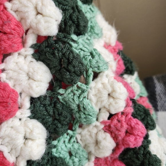 Vintage Handmade Colorful Stripe Knitted Afghan Throw Blanket - Picture 6 of 6